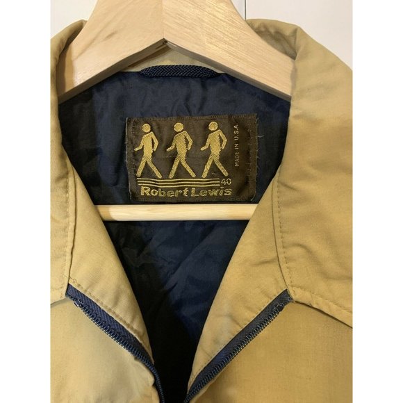 Vtg Robert Lewis Men’s Sz 40 Lined Vented Full Zip Front Jacket w/Pockets Beige - Picture 2 of 8
